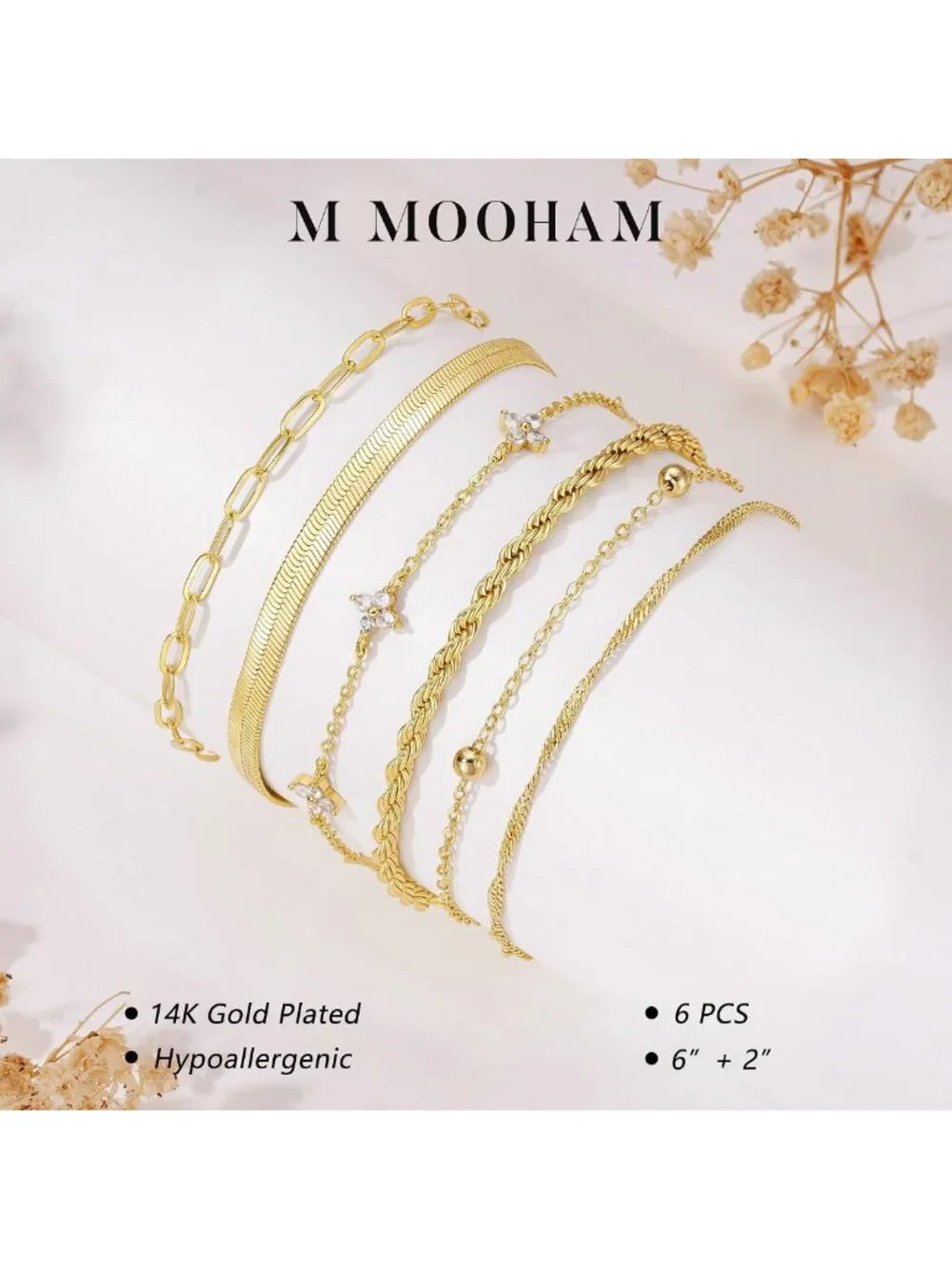 Stunning Gold Bracelet Set for Women - No Tarnish, Elegant & Durable Jewelry